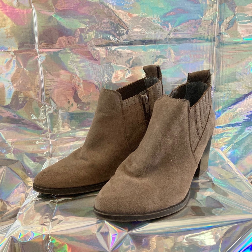 Brown Heeled Zip Ankle Booties